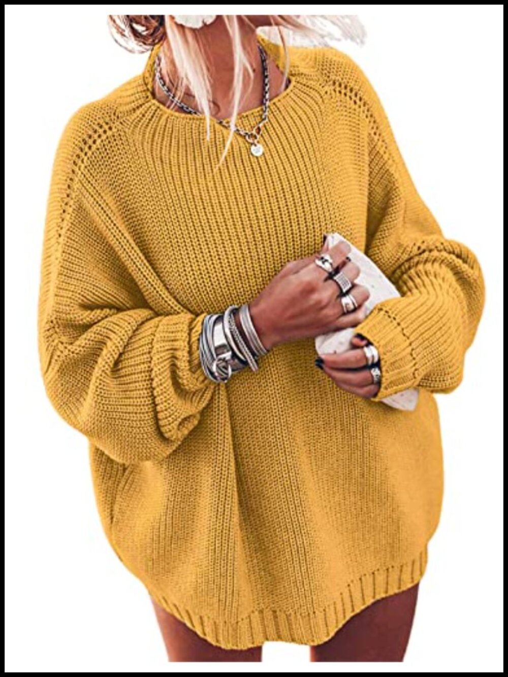 Oversized Chunky Knit Batwing Sleeve Mock Neck Pullover Sweater